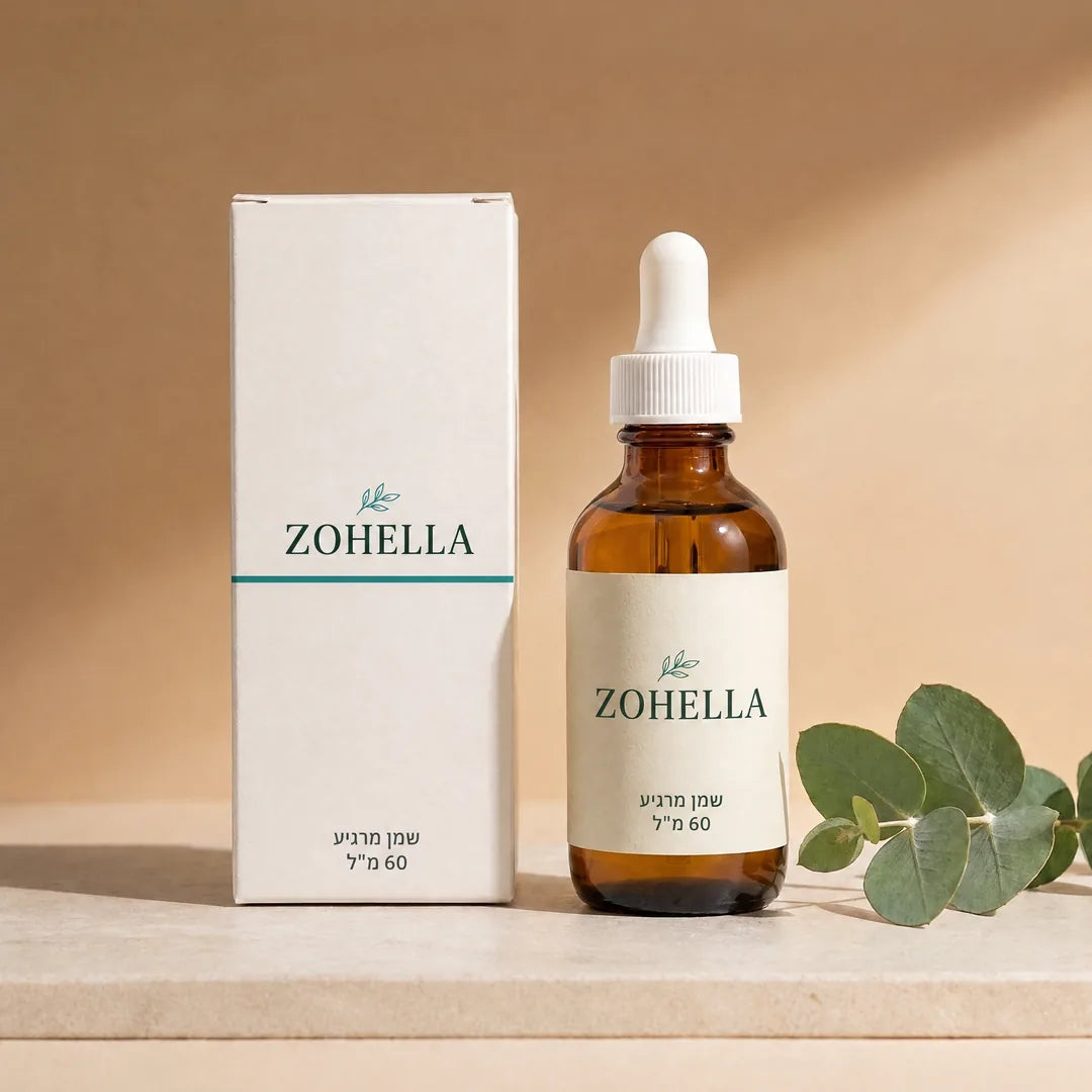 Zohella שמן מרגיע 60 מ״ל, בקבוק וקופסה